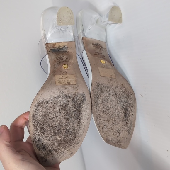 Stuart Weitzman Clear and White Slip On Heels Size 9 - Picture 10 of 13